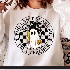 You Can't Scare Me I'm A Teacher SVG PNG, leraar Halloween Svg, Spooky Teacher Svg, Halloween Party School Svg, Halloween ontwerpen Cricut