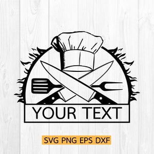 Logo du chef cuisinier SVG, SVG de chef, cuisine svg, toque, texte personnalisé, SVG de grillades, grill Master SVG, grill papa Svg, Chef Svg,