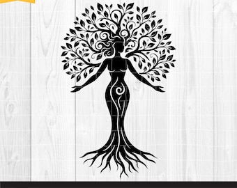 Woman Tree SVG, Women Empowerment SVG, mother nature SVG, Tree With Roots, Cricut Silhouette Cutting File, Printable Clipart Vector