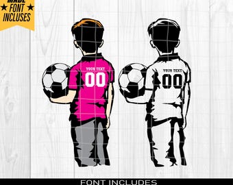 Voetbal jongen svg, voetballer Svg, gekleurde lagen, voetbal monogram Svg, voetbal Clipart, voetbal Cricut Cut-bestand, naam voetbal Svg