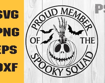 Proud Member Of The Spooky Squad svg, Spooky Squad PNG, Halloween Png, Skeleton Design, Spooky Season Png, Flower Pumpkin Png