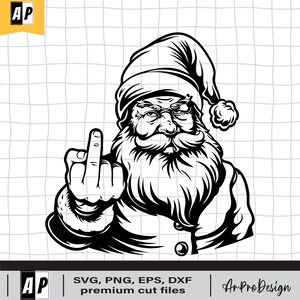 Santa Middle Finger svg, Santa Claus svg, Santa svg, Santa Clipart, Santa Cutfile, Santa Claus png, Digital download