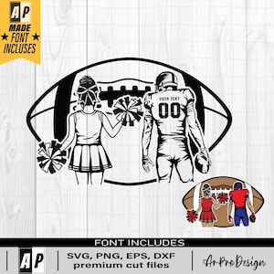 Football Player Svg, Cheerleader Svg, Football Name Svg, Cheer Dance Svg, Football Shirt, Football Season, Cheer Clipart, Png Dxf Eps