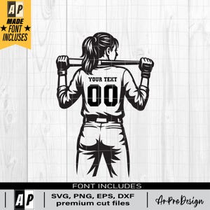 Jogador de Softbol Svg, Nome Personalizado Svg, Mãe de Softbol Svg, Time de Softbol Svg, Clipart de Jogador de Softbol, Arquivo de Corte de Softbol, PNG DXF DXF EPS
