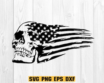 Skull American Flag SVG, Skull SVG, Distressed Flag, Military Veteran, Soldier, Skull Vector,  Middle Finger svg, Skull Cut Files