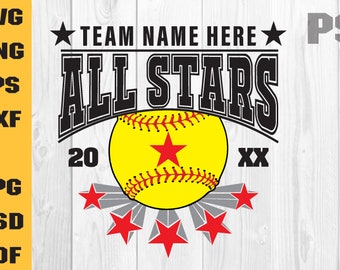 Allstar svg, softball svg, all star svg, shirt design, Girls softball svg, Softball Swing, Baseball Game For Silhouette