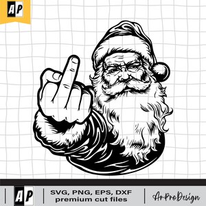 Santa Middle Finger svg, Santa Claus svg, Santa svg, Santa Clipart, Santa Cutfile, Santa Claus png, Digital download