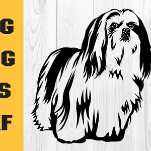 Lhasa Apso dog svg, Clipart, vector image, PNG download, cute pet face head body, tshirt design, printable art, breed, dxf