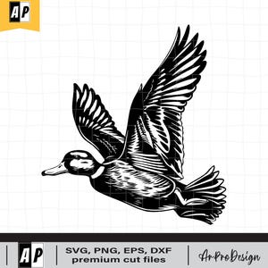 Duck Svg, Flying Duck SVG, Duck Clipart, Duck Cut Files, Mallard Duck Svg, Duck Hunting Svg, Duck Files for Cricut, Png Dxf Jpg
