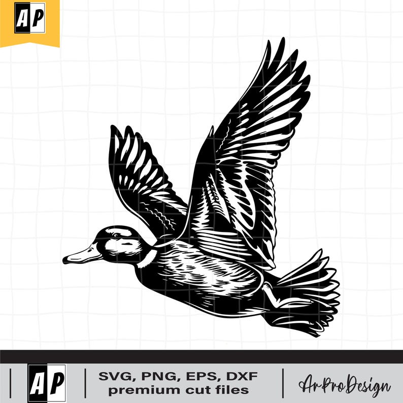 Detailed Duck File Duck Svg, Flying Duck SVG, Duck Clipart, Duck Cut Files, Mallard Duck ...