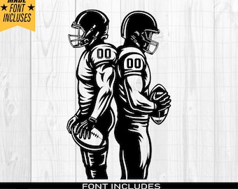 Football Svg Png, Two Football Players Svg, Football Name Svg, Football Shirt, Football Season, Superbowl Clipart, Png Eps Dxf Ai