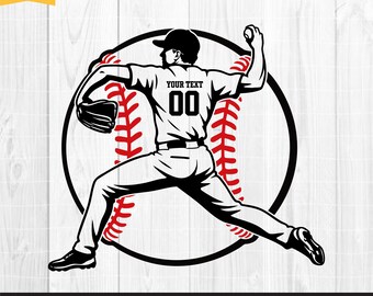 Baseball Pitcher SVG, Baseball Player Svg, Pitcher Svg, Baseball Shirt Svg, Baseball Cut File for Cricut Silhouette, PNG DXF Eps