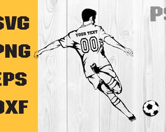 Voetballer Svg, voetbal Monogram Svg, voetbal Clipart, voetbal Cricut Cut-bestand, naam voetbal Svg, digitale download