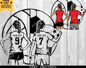 Volleyball & Soccer player Svg, Volleyball player Svg, Soccer player Svg, Cricut Cut file, Name Soccer Svg, Digital Download