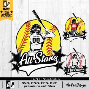 All Stars Svg Png, Personalized Name Svg, Softball Player Svg, Softball Mom Svg, Softball Team Svg, Baseball Game For Silhouette