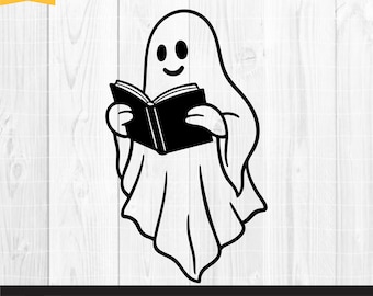Halloween Book Lover SVG, Ghost Reading Book svg, Halloween Teacher svg, Reading svg, Librarian svg, Teacher Ghost svg, halloween png