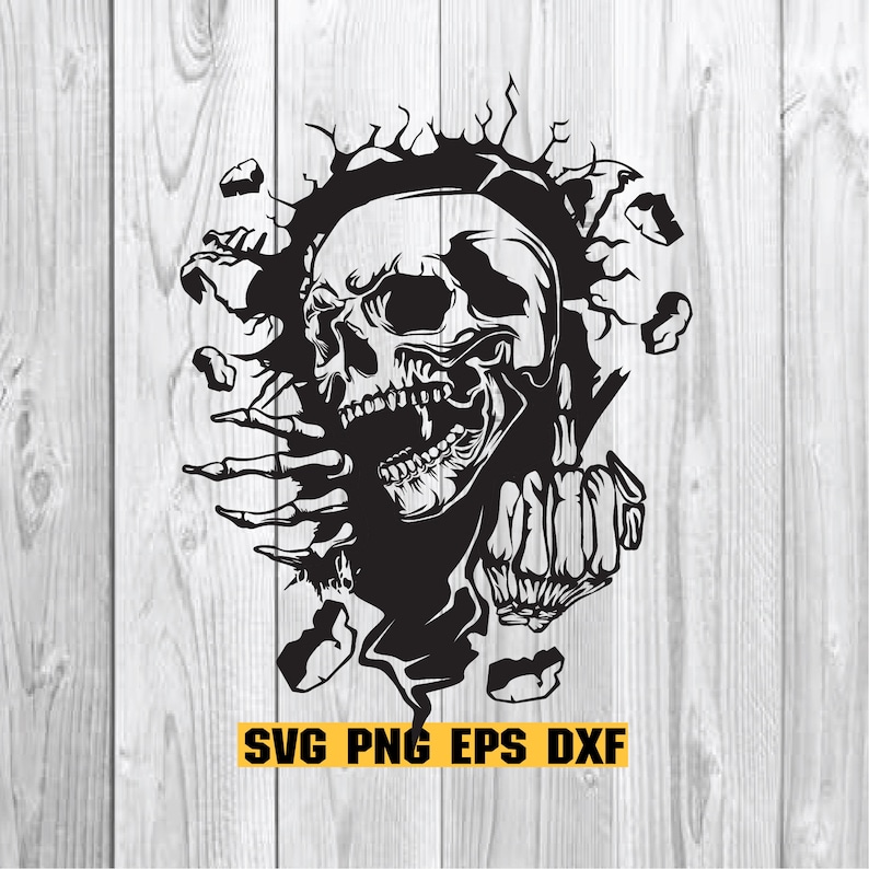 Skull In The Wall SVG Totenkopf SVG Mittelfinger SVG - Etsy.de