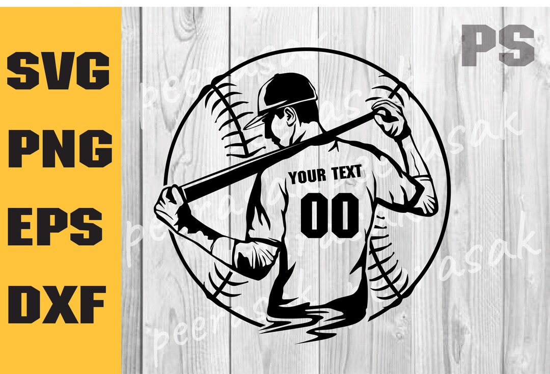 Baseball Player SVG Baseball Monogram for Silhouettesoftball Etsy