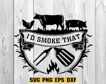 I'd smoke that svg, BBQ Grilling SVG, Father's Day svg, Cow Cut Diagram svg, Instant Download file for Cricut