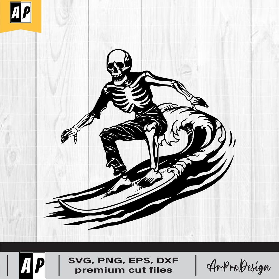 Surfer Skeleton SVG | Dead Summer Skull SVG | Beach Decal, Summer Vibes ...