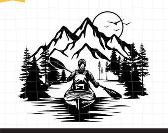 KAYAK GIRL svg, Kayak SVG file Kayak girl, Kayak Scene Svg, Adventure Svg, Kayaking Svg, canoe svg, boat svg, silhouette, png, cut file