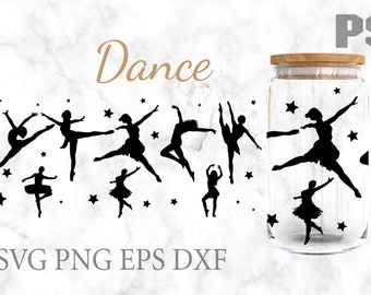Dance 16oz Libbey Glass Can, Tumbler Sublimation, Beer Glass Svg, Wrap Libbey, 16oz Libbey Can Shaped, Svg Dxf Png Files