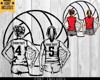 Volleyball two player SVG, Volleyball  svg, Volleyball Girl svg, volleyball player svg, Volleyball png, Digital Download Clipart
