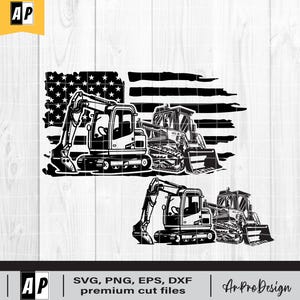 US dozer and mini excavator svg, skid steer SVG, Wheel Loader Svg, skid steer excavator,mini excavator svg, Digital Download Clipart