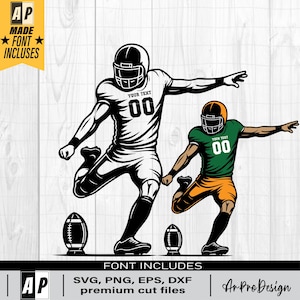 Fußball Kicker svg, Fußballspieler svg, farbige Schichten, Fußballmannschaft, Fußballname, Fußballsaison, passen Sie Ihren Text diy, svg zum Schnitt an