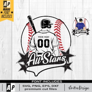 All Stars Svg Png, Personalized Name Svg, Baseball Player Svg, Baseball Team Svg, Baseball Mom Svg, Softball Team Svg, Baseball Cricut
