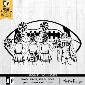 Football Player Svg, Cheerleader Svg, Football Name Svg, Cheer Dance Svg, Football Shirt, Football Season, Cheer Clipart, Png Dxf Eps