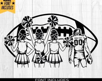 Football Player Svg, Cheerleader Svg, Football Name Svg, Cheer Dance Svg, Football Shirt, Football Season, Cheer Clipart, Png Dxf Eps