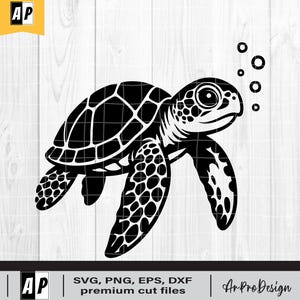 Cool Sea Turtle Svg, Sea Turtle Svg, PNG DXF EPS Cut File for Cricut, Marine Life Decor, Beach Crafts & Turtle Lover Gifts