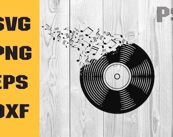 Vinyl Record SVG, Vinyl Record PNG, Long Play Clipart, Vintage Record Cut File, Music Stencil, Digital Download Clipart SVG