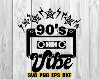 90's Vibe Svg, 90's Party Costume Svg, Music Lover Cut File, Music Cassette Tape Svg, Retro Aesthetic Svg, Costume Party Svg