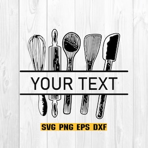 Kitchen svg, Kitchen Split Frame SVG, Kitchen Split Monogram, Cricut Silhouette, Digital Download Clipart SVG