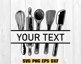 Kitchen svg, Kitchen Split Frame SVG, Kitchen Split Monogram, Cricut Silhouette, Digital Download Clipart SVG