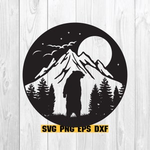 bear svg, hunting svg, png and svg, png files, instant download, vector files, hunting svg, mountain svg, Digital Download Clipart SVG