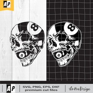 8-Ball Skull Skeleton svg, Billiards SVG, Billiards PNG, Snooker Svg, Snooker Png, Pool Clipart, Billiards Cut File, Clipart Vector Cut File