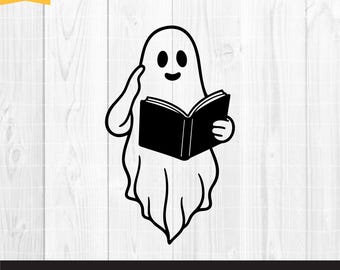 Halloween Book Lover SVG, Ghost Reading Book svg, Halloween Teacher svg, Reading svg, Librarian svg, Teacher Ghost svg, halloween png