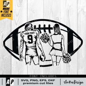Football Player Svg, Cheerleader Svg, Football Name Svg, Cheer Dance Svg, Football Shirt, Football Season, Cheer Clipart, Png Dxf Eps