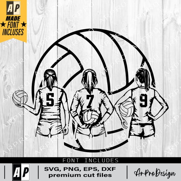 Volleyball three player SVG, Volleyball  svg, Volleyball Girl svg, volleyball player svg, Volleyball png, Digital Download Clipart
