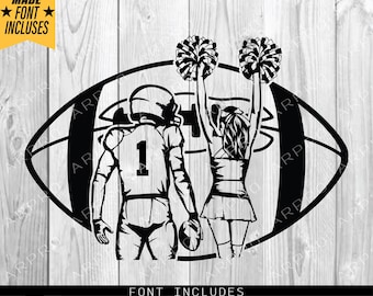 Football Player Svg, Cheerleader Svg, Football Name Svg, Cheer Dance Svg, Football Shirt, Football Season, Cheer Clipart, Png Dxf Eps