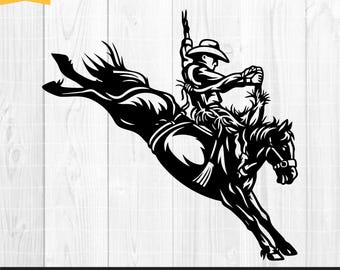 Rodeo Svg, Cowboy Svg, Western Cowboy Riding Horse svg, Rodeo Cowboy Svg, Horse Svg, Rodeo Png, Cricut & Silhouette, Png Dxf Jpg Eps