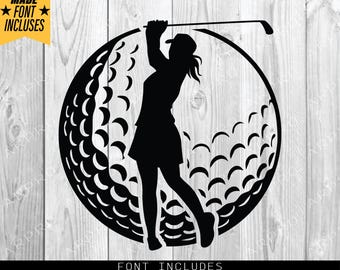 Woman Golfer SVG, Golf Plate Art svg, Golfing Svg, Golf Player Svg, Golf Svg, Golfer Silhouette, Golf Club Svg, Golf Ball Svg, Golf Monogram