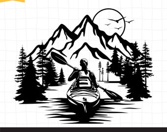 KAYAK GIRL svg, Kayak SVG file Kayak girl, Kayak Scene Svg, Adventure Svg, Kayaking Svg, canoe svg, boat svg, silhouette, png, cut file
