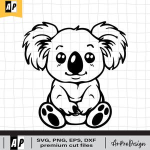 Koala SVG File, Cute Koala SVG, Animal Svg, Australia svg, Koala cut file, Baby Koala SVG, Animal Face, Koala Silhouette, Koala Png