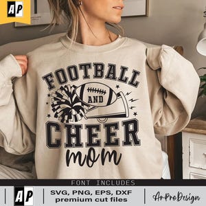 Football Svg Png, Football and Cheer Mom Svg, Football Mom Svg, Football Mama Svg, Cheer Mom Svg, Cheerleader Mom Svg, Football Season Svg
