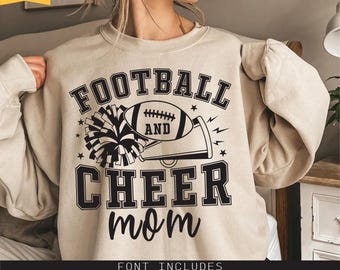 Football Svg Png, Football and Cheer Mom Svg, Football Mom Svg, Football Mama Svg, Cheer Mom Svg, Cheerleader Mom Svg, Football Season Svg