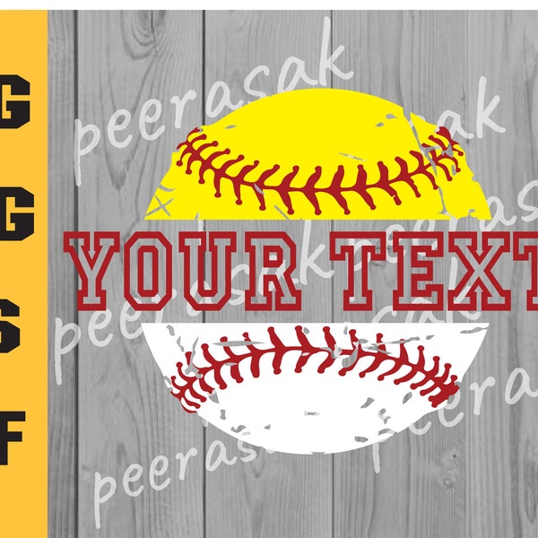 softball and baseball svg, Split Baseball svg, Split Softball svg, Cut File, Distressed, Grunge, svg